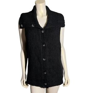 J Jill Black Textured Knit Sleeveless Vest Size XL